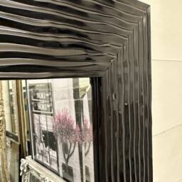 Large Black Gloss Ripple Frame Mirror Elegant Framed Galaxy Wall - Choice Of Size Premium Quality Free P&p - thumbnail 3