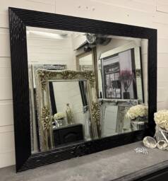 Large Black Gloss Ripple Frame Mirror Elegant Framed Galaxy Wall - Choice Of Size Premium Quality Free P&p - thumbnail 1
