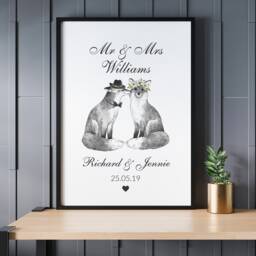 Personalised Fox Wedding Gift, For Him Or Her. Present, Whimsical Present Fiance, Boyfriend, Girlfriend, Husband, Wife - thumbnail 1