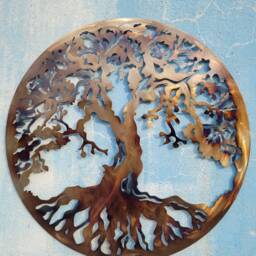 Tree Of Life Metal Wall Art, Large Modern Steel Decor, Laser Cut Hanging - thumbnail 3