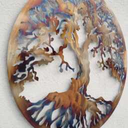 Tree Of Life Metal Wall Art, Large Modern Steel Decor, Laser Cut Hanging - thumbnail 4