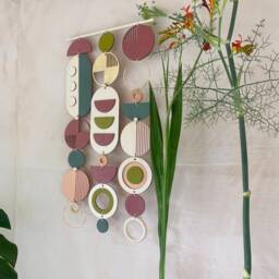 Modern Geometric Wall Hanging - Boho Art Bedroom Decor - thumbnail 2