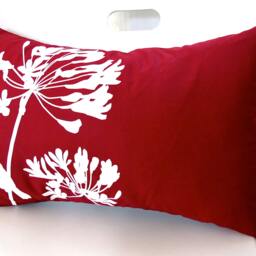 Red Cardinal On Agapanthus Rectangle Pillow - thumbnail 2