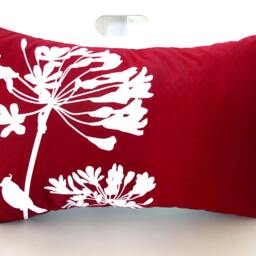 Red Cardinal On Agapanthus Rectangle Pillow - thumbnail 3
