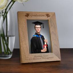 Personalised Wooden Photo Frame Graduation Gift - Engraved University Degree Present For Graduate, Son, Daughter, School Leaver, 4x6 5x7 - thumbnail 2