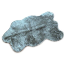 Grey Faux Fur Area Rug - Shaggy Chubby Bear Skin Design - thumbnail 2