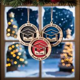 Personalized Graduation Name Wooden Ornament, Class Of 2025 Custom Xmas Gift For Senior, College Graduate High School University Decoration - thumbnail 2