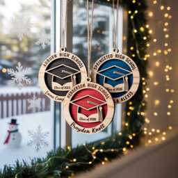 Personalized Graduation Name Wooden Ornament, Class Of 2025 Custom Xmas Gift For Senior, College Graduate High School University Decoration - thumbnail 4