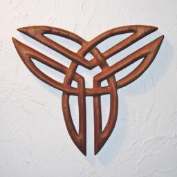 Triquetra - 3x3 Knot Wood Carving Celtic Triple Trinity Artistic Variation Of Wall Hanging - thumbnail 2
