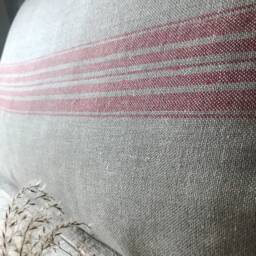 Set Of 2 Rustic Linen Pillow Cases /Linen Throw Covers/striped Decorative Cases/Grain Sack - thumbnail 2