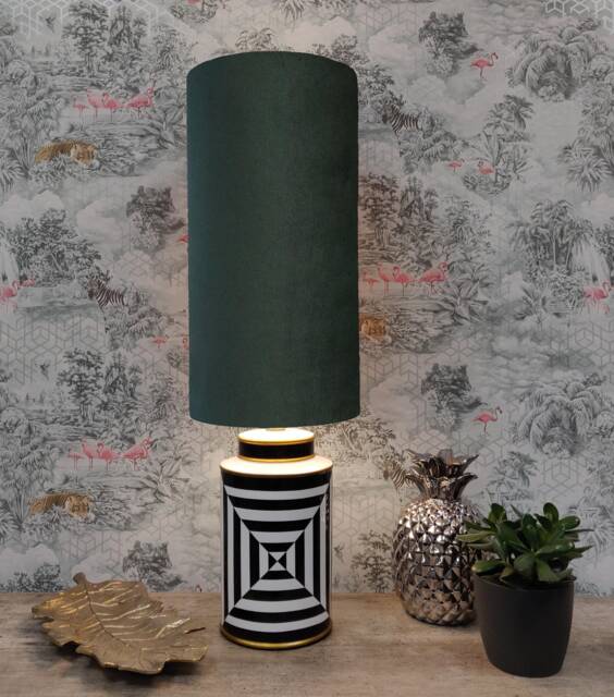 Extra Tall Drum Lampshade in Forest Green Velvet, 50cm Height - image 1