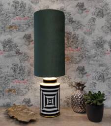 Extra Tall Drum Lampshade in Forest Green Velvet, 50cm Height - thumbnail 1