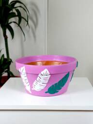 Terracotta Bowl, Flower Pot, Succulent Planter, Hand Painted Home Decor, Lilac Color