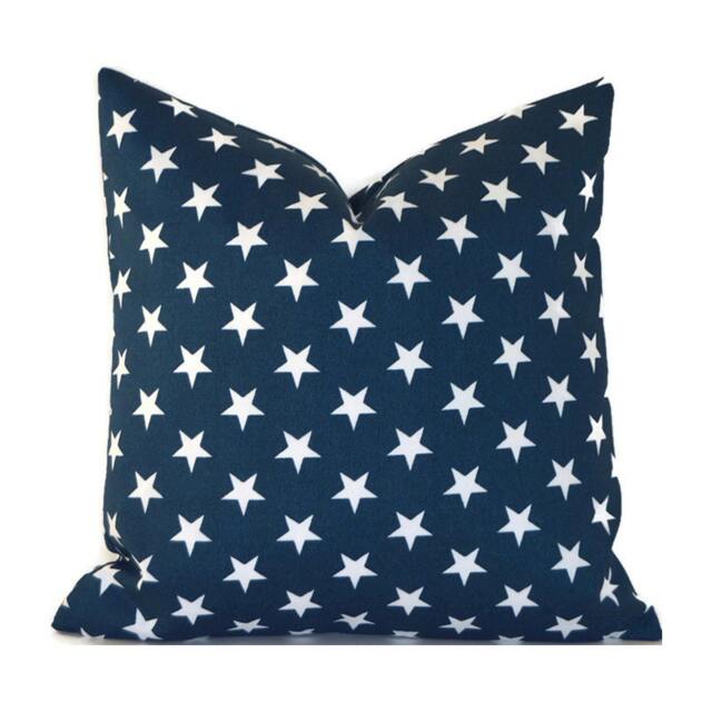Outdoor Pillow Cover With Zippers, Easy To Use & Washable, Navy Blue Stars Oxford - image 1
