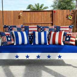 Outdoor Pillow Cover With Zippers, Easy To Use & Washable, Navy Blue Stars Oxford - thumbnail 3