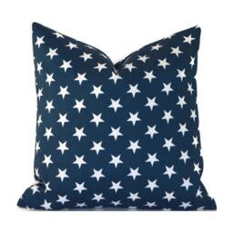 Outdoor Pillow Cover With Zippers, Easy To Use & Washable, Navy Blue Stars Oxford - thumbnail 1