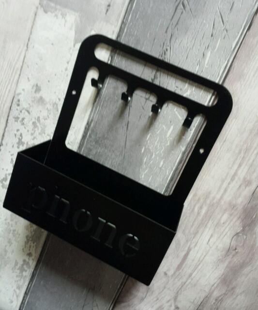 Key Hook Rack & Mobile Phone Box Laser Cut Solid Steel On Wall Or Freestanding - image 1