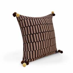 Brown & Beige, Pillow Cover, Embroidered, Mola Style Pillows, Standard Size 16x16 Inches - thumbnail 3