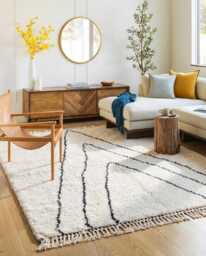 Authentic Moroccan Peak Rug - Graphic Berber Wool Shag Large Area For Modern Living Room Minimalist Tribal Decor - thumbnail 1