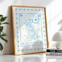 Aquarius Zodiac Aesthetic Wall Art, Trendy Print, Astrology Decor, Celestial Star Sign Poster, Spiritual Poster, Aquarius Gift For Her - thumbnail 2