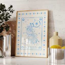 Aquarius Zodiac Aesthetic Wall Art, Trendy Print, Astrology Decor, Celestial Star Sign Poster, Spiritual Poster, Aquarius Gift For Her - thumbnail 3
