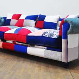 Chesterfield Patchwork Sofa - Blue & White - thumbnail 3