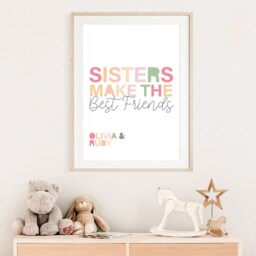 Sisters Make The Best Friends Print, Sister Wall Art, Prints, Playroom Girls Bedroom Playroom, Art - thumbnail 2