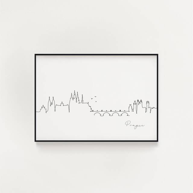 Prague Skyline Print, Line Art, Poster, Minimalist Wall City Skyscraper Fine Art Nordic Home Decor, Landmark - image 1