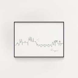 Prague Skyline Print, Line Art, Poster, Minimalist Wall City Skyscraper Fine Art Nordic Home Decor, Landmark - thumbnail 1