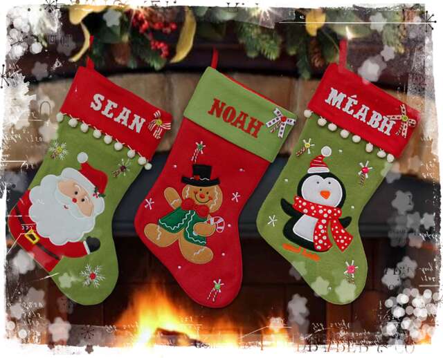 Deluxe Personalised Christmas Stocking - Felt Fabric, Festive Designs, Custom Name - image 1