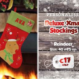 Deluxe Personalised Christmas Stocking - Felt Fabric, Festive Designs, Custom Name - thumbnail 3