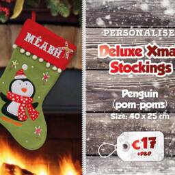 Deluxe Personalised Christmas Stocking - Felt Fabric, Festive Designs, Custom Name - thumbnail 2