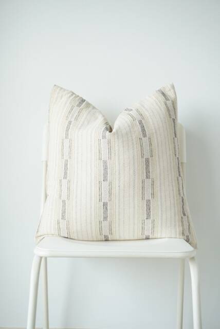 White Black Green Striped Pillow Cover - image 1