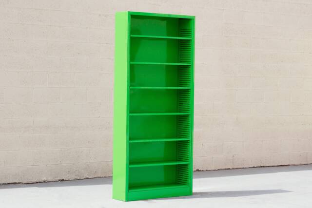 1970S Tall Steel Tanker Bookcase, Refinished in Lime Green, Custom Order, Free U.s. Shipping - image 1