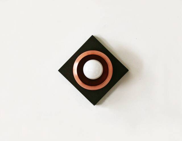 Copper & Wenge Wood Square Modern Wall Fixture Light Kitchen Lighting Black Vanity - image 1