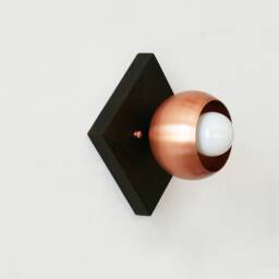 Copper & Wenge Wood Square Modern Wall Fixture Light Kitchen Lighting Black Vanity - thumbnail 3