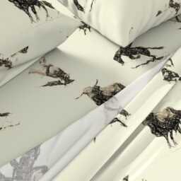 Rodeo Sheets - Ride'm Cowboy Toile By Redmares Sepia Toned Old West Horse Bronco Cotton Sateen Sheet Set Bedding Spoonflower - thumbnail 2