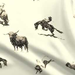 Rodeo Sheets - Ride'm Cowboy Toile By Redmares Sepia Toned Old West Horse Bronco Cotton Sateen Sheet Set Bedding Spoonflower - thumbnail 4
