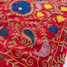 Velvet Suzani Handmade Quilt - Vintage Boho Bedding - thumbnail 4