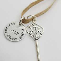 Personalized Hand Stamped Christmas Ornament With Skeleton Key Charm & Street Address - 2026 - thumbnail 2