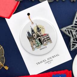 Prague Czechia Personalised Christmas Tree Ceramic Ornament Decoration Gift Present Festive Decor Home Disc Holiday Custom Xmas Bauble - thumbnail 3
