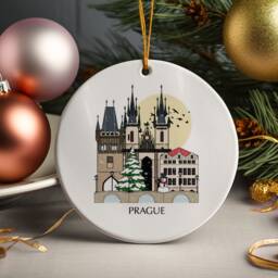 Prague Czechia Personalised Christmas Tree Ceramic Ornament Decoration Gift Present Festive Decor Home Disc Holiday Custom Xmas Bauble