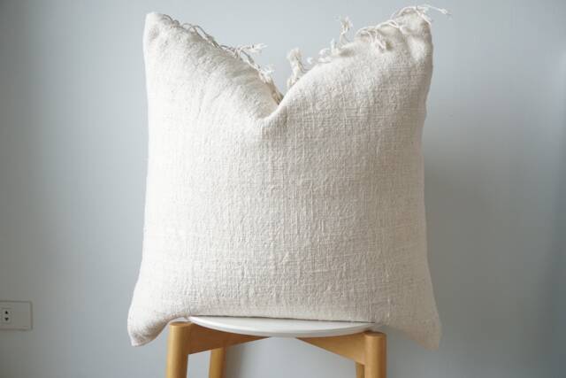 Beige Dot Block Print Mudcloth Hmong Pillow Case - image 1