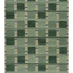 Handmade Scandinavian Geometric Wool Kilim Rug, Olive Green Boho Custom Size - thumbnail 4