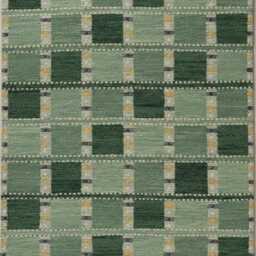 Handmade Scandinavian Geometric Wool Kilim Rug, Olive Green Boho Custom Size - thumbnail 3