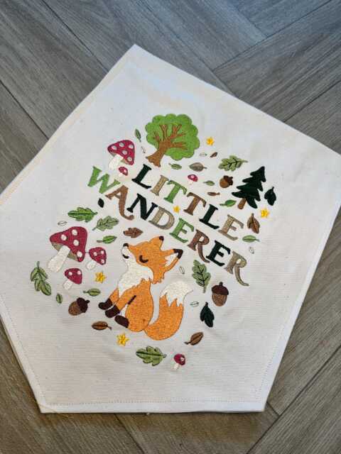 Little Wanderer Woodland Wall Hanging - Fox Children's Embroidered Nursery D??cor - Baby Room Banner Adventure Theme Nature Gift - image 1