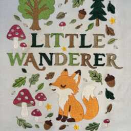 Little Wanderer Woodland Wall Hanging - Fox Children's Embroidered Nursery D??cor - Baby Room Banner Adventure Theme Nature Gift - thumbnail 3