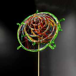 Green Wire Flower Sculpture, Abstract Geometric Botanical Whimsical Decor