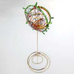 Green Wire Flower Sculpture, Abstract Geometric Botanical Whimsical Decor - thumbnail 4