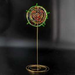 Green Wire Flower Sculpture, Abstract Geometric Botanical Whimsical Decor - thumbnail 2